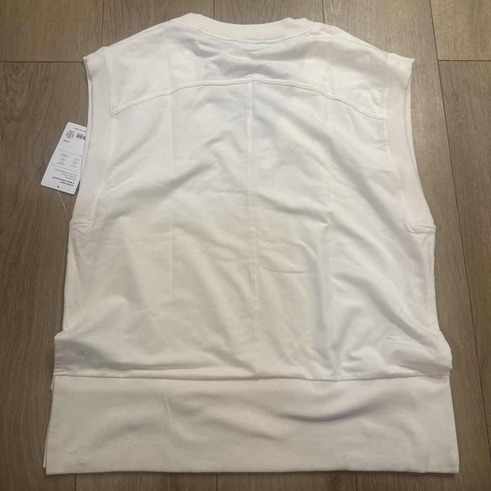 Athleta Women's Pullover V-Neck Cream Sport Vest Sweatshirt Large Retroterry NWT - Picture 7 of 10
